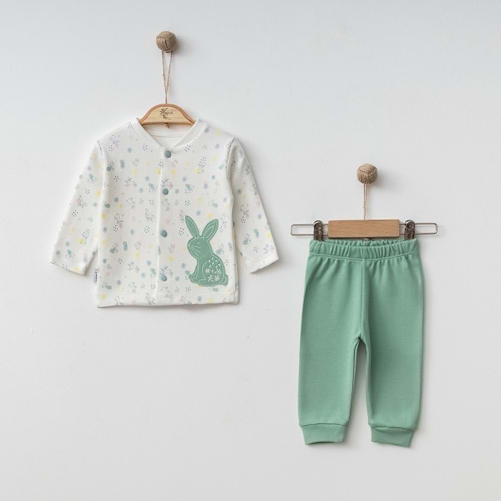 DbMoon 2006 Rabbit 2'li Pijama Takımı YEŞİL 12-18 Ay
