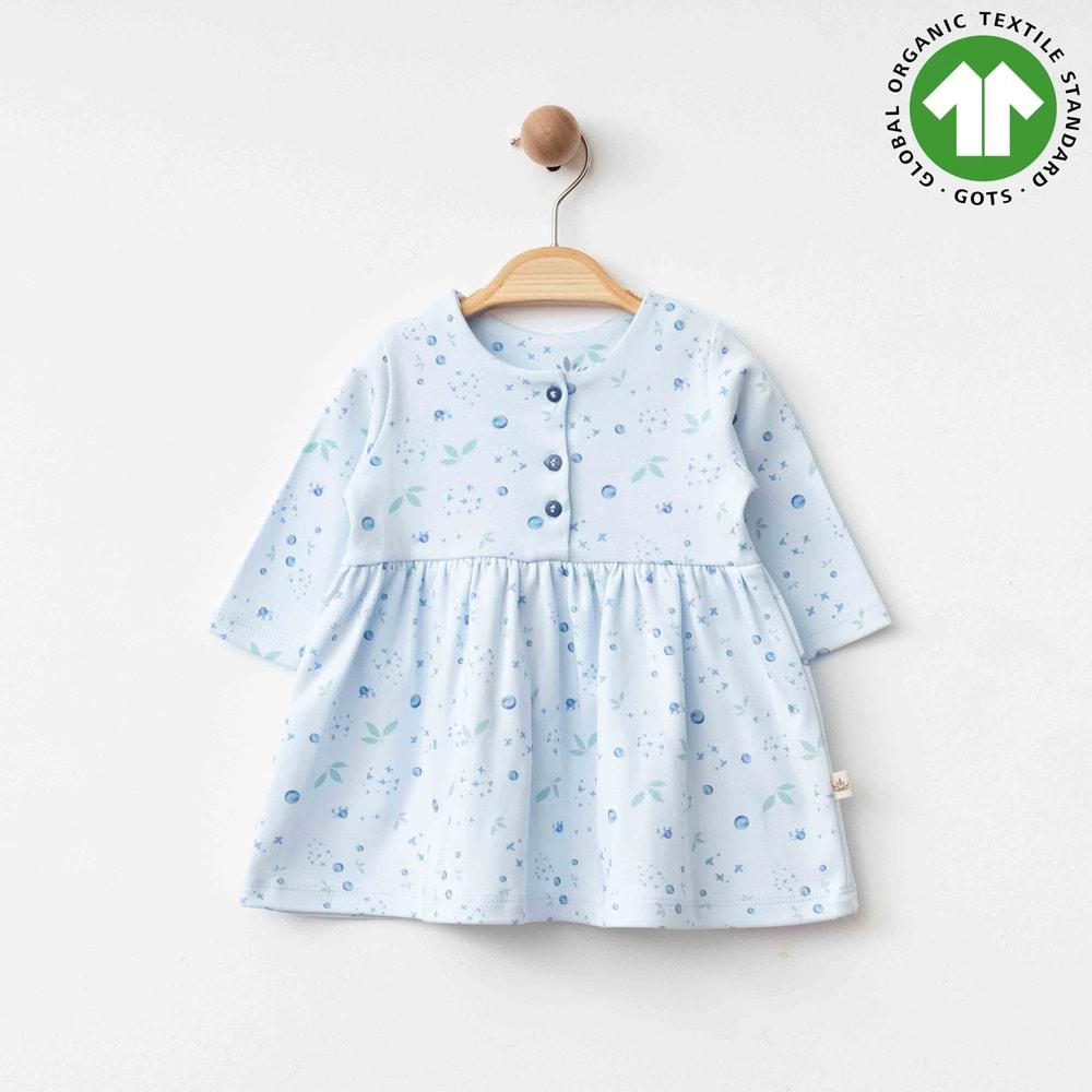 Eslenza Baby Esl-0081 Yaka Düğme Detaylı Elbise A.Mavi 12 Ay