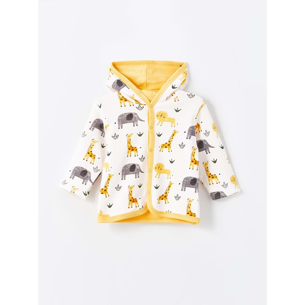 Luggi Baby LBY-02420 Animals Kapüşonlu Hırka 3-6 Ay