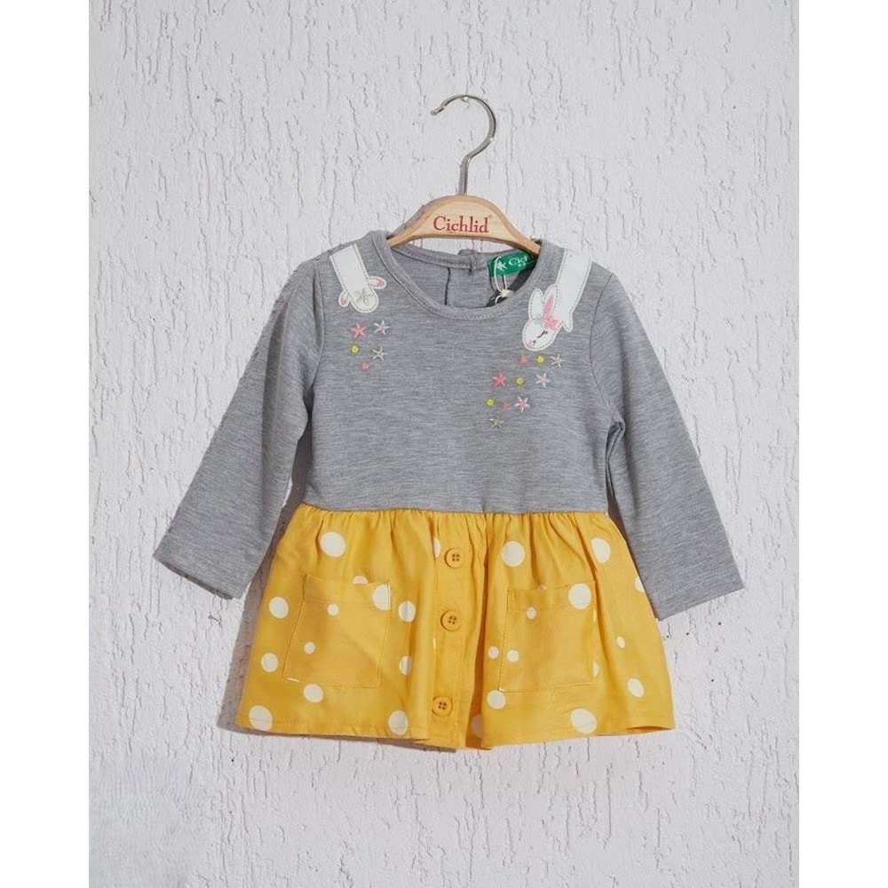 Cichlid 3102-015 Bebek Elbise 9-12 Ay GRİMELANJ