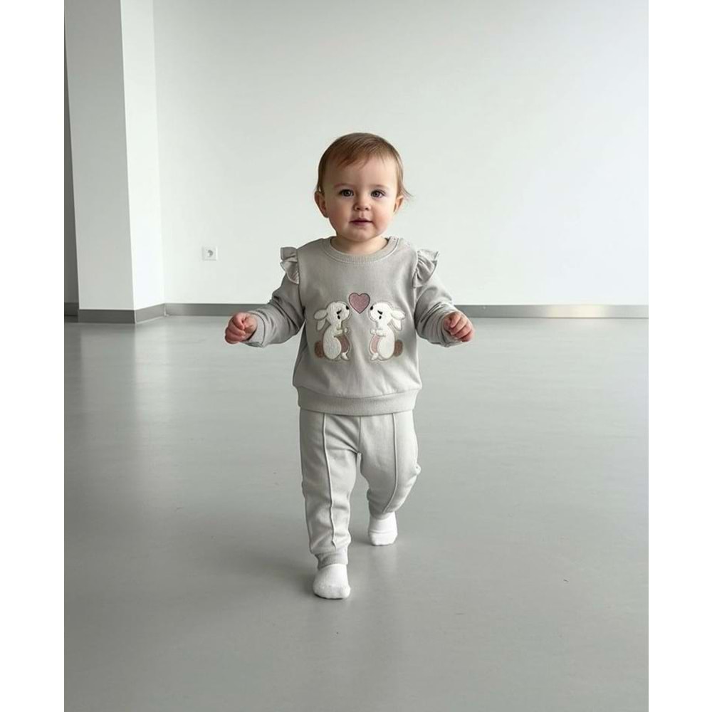 Piccola Mia Tavşan Nakışlı 2li Takım