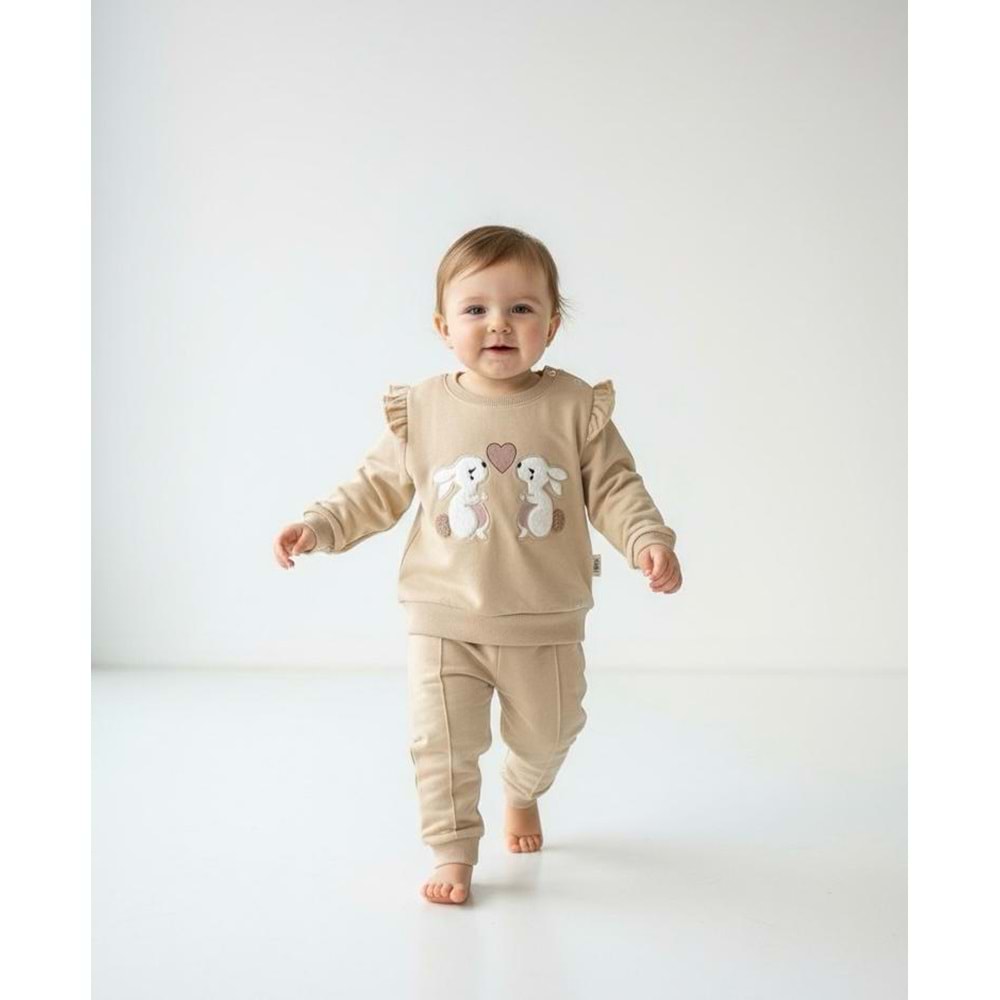 Piccola Mia Tavşan Nakışlı 2li Takım