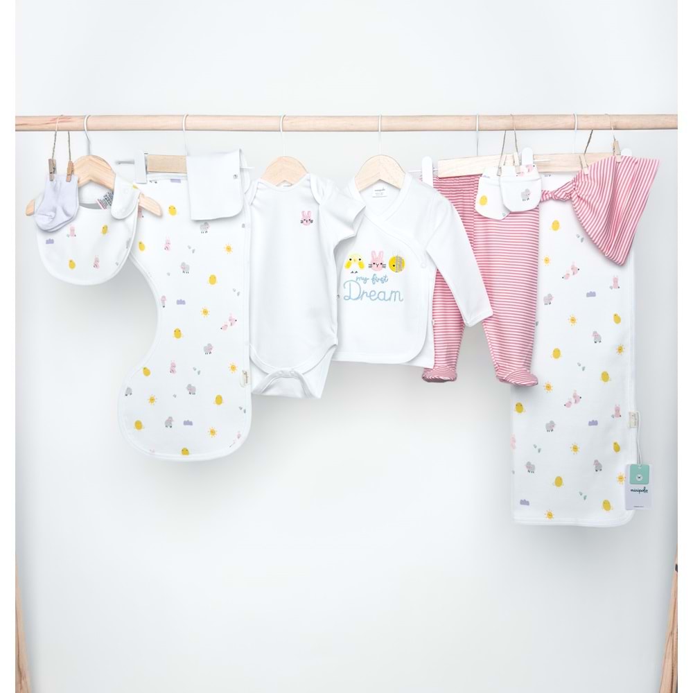 Minipolo Akarsu 10 Parça Kız Yenidoğan Hastane Çıkış Seti PEMBE