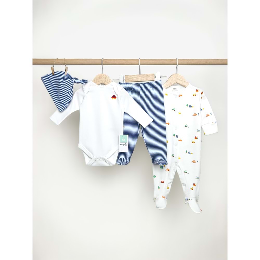 Minipolo Egemen 4lü Erkek Bebek Hastane Çıkış Seti