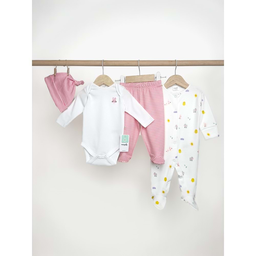 Minipolo Gülek 4lü Kız Bebek Hastane Çıkış Seti