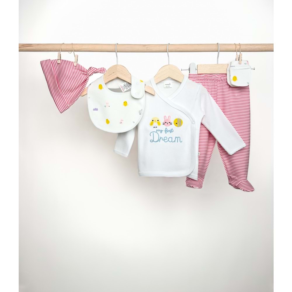 Minipolo Tarsus 5li Yenidoğan Kız Hastane Çıkış Seti PEMBE