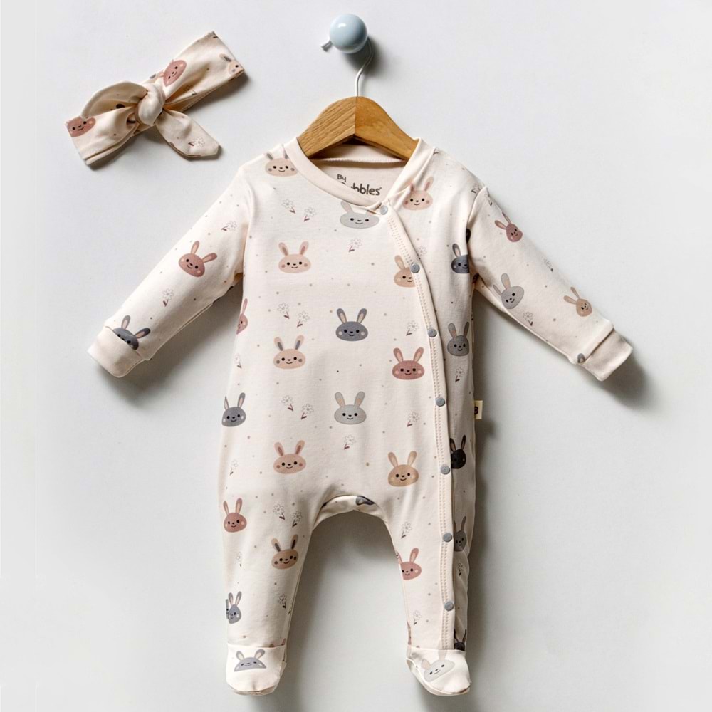 By Bubbles 1025 Tavşan Patikli Tulum 0-3 Ay KEMİK