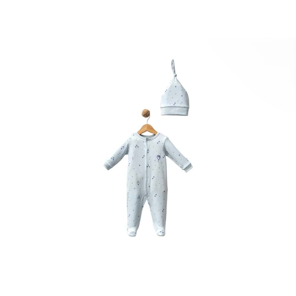 By Bubbles 2007 Balon Önden Çıtçıtlı Patikli Tulum 3-6 Ay MAVİ