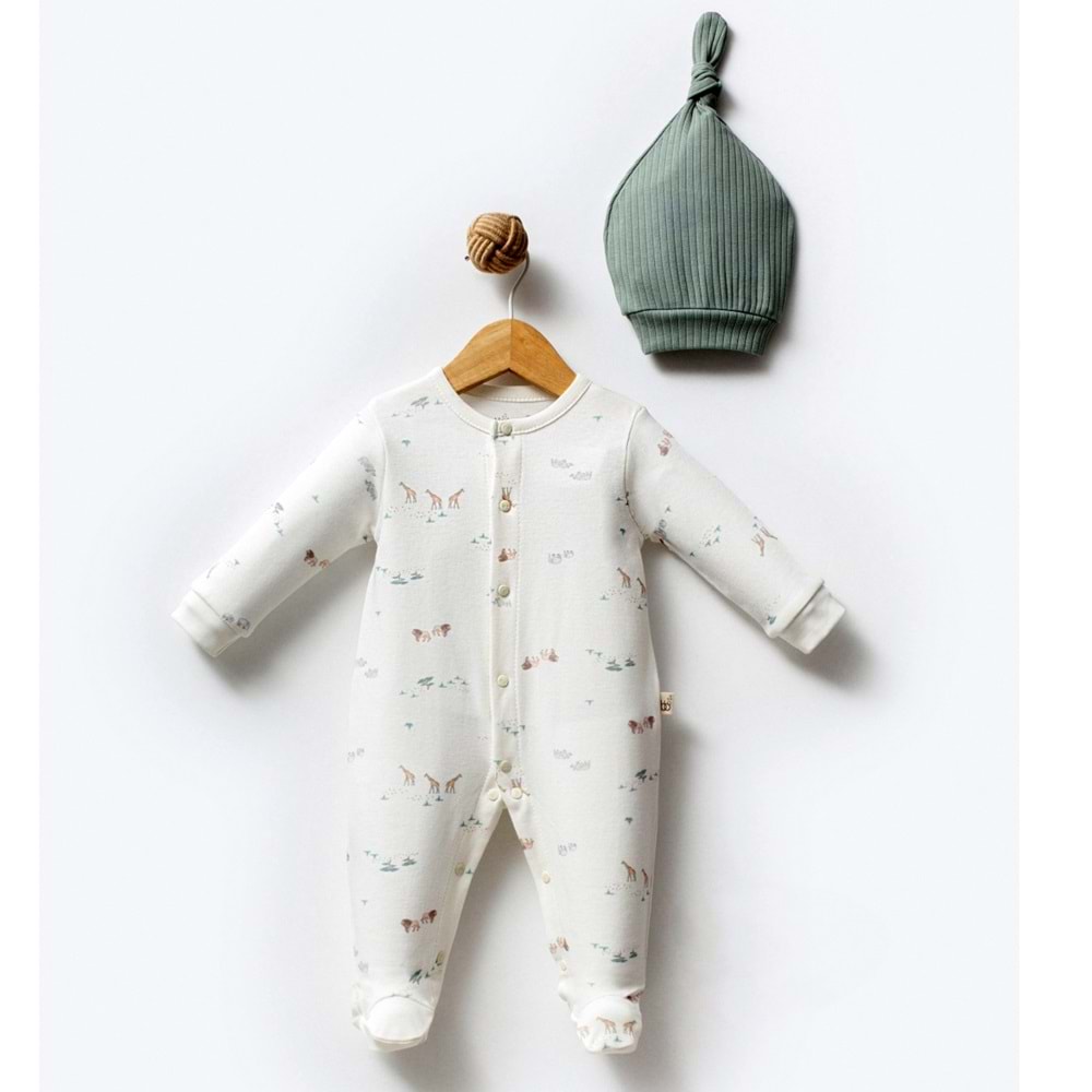By Bubbles 2403 Jungle Önden Çıtçıtlı Patikli Tulum 6-9 Ay YEŞİL