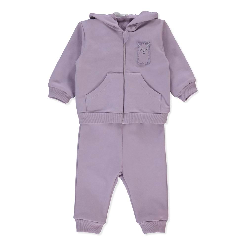 Bebetto K-4616 2 İp Kapüşonlu Hırka 2li Takım 6-9 Ay LİLA