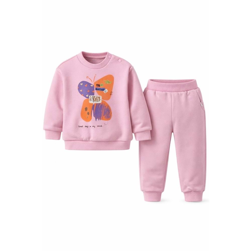 İggy 125276 Butterfly Baskılı 2li Takım 9-12 Ay PİNK