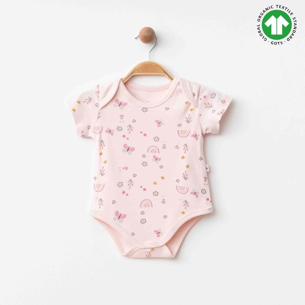 Eslenza Baby Esl-0033 Kısa Kol Çıtçıtlı Badi 3 Ay Pembe
