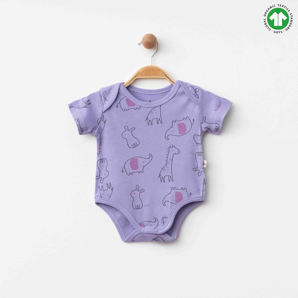 Eslenza Baby Esl-0033 Kısa Kol Çıtçıtlı Badi 3 Ay Mor