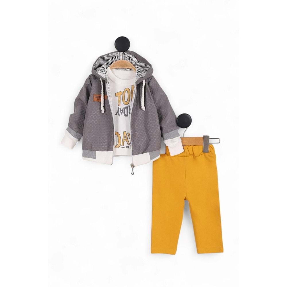Zeo Kids 2189 Today Yağmurluk 3lü Takım 9 Ay GRİ