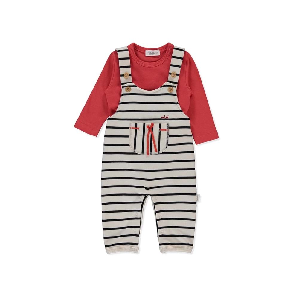 Bebetto K-4579 3 İp Salopetli 2li Takım 6-9 Ay KIRMIZI