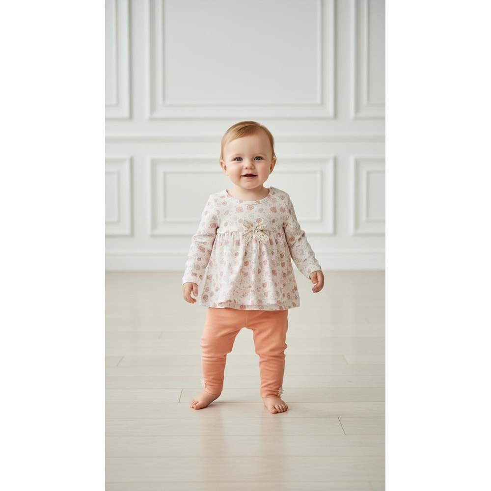 Pandax 1021 Çiçek Aksesuarlı Taytlı Takım