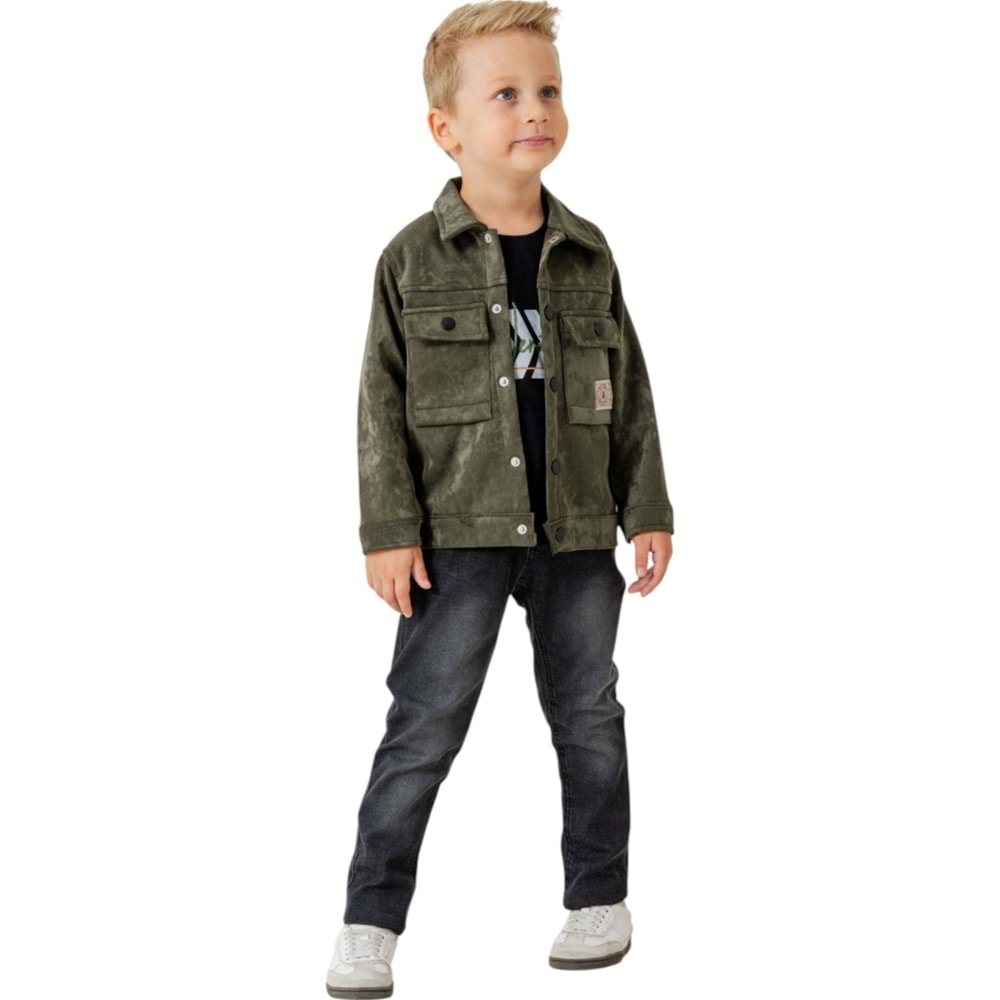 Ecoo 3648 Süet Ceketli 3lü Takım