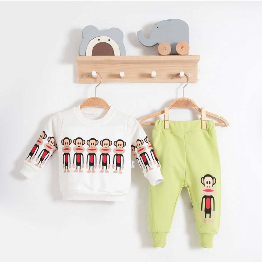 Zeo Kids 2192 Gülen Maymun 2li Takım 9 Ay A.Yeşil