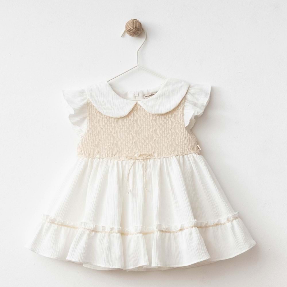 Wondress Baby 1221 Dantel Garnili Kat Kat Elbise 12 Ay Ekru
