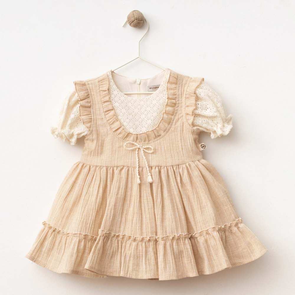Wondress Baby 1204 Fiyonklu Keten Elbise 18 Ay Camel
