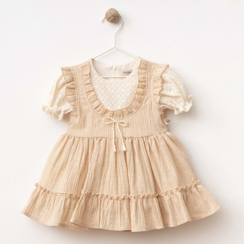 Wondress Baby 1204 Fiyonklu Keten Elbise 24 Ay Camel