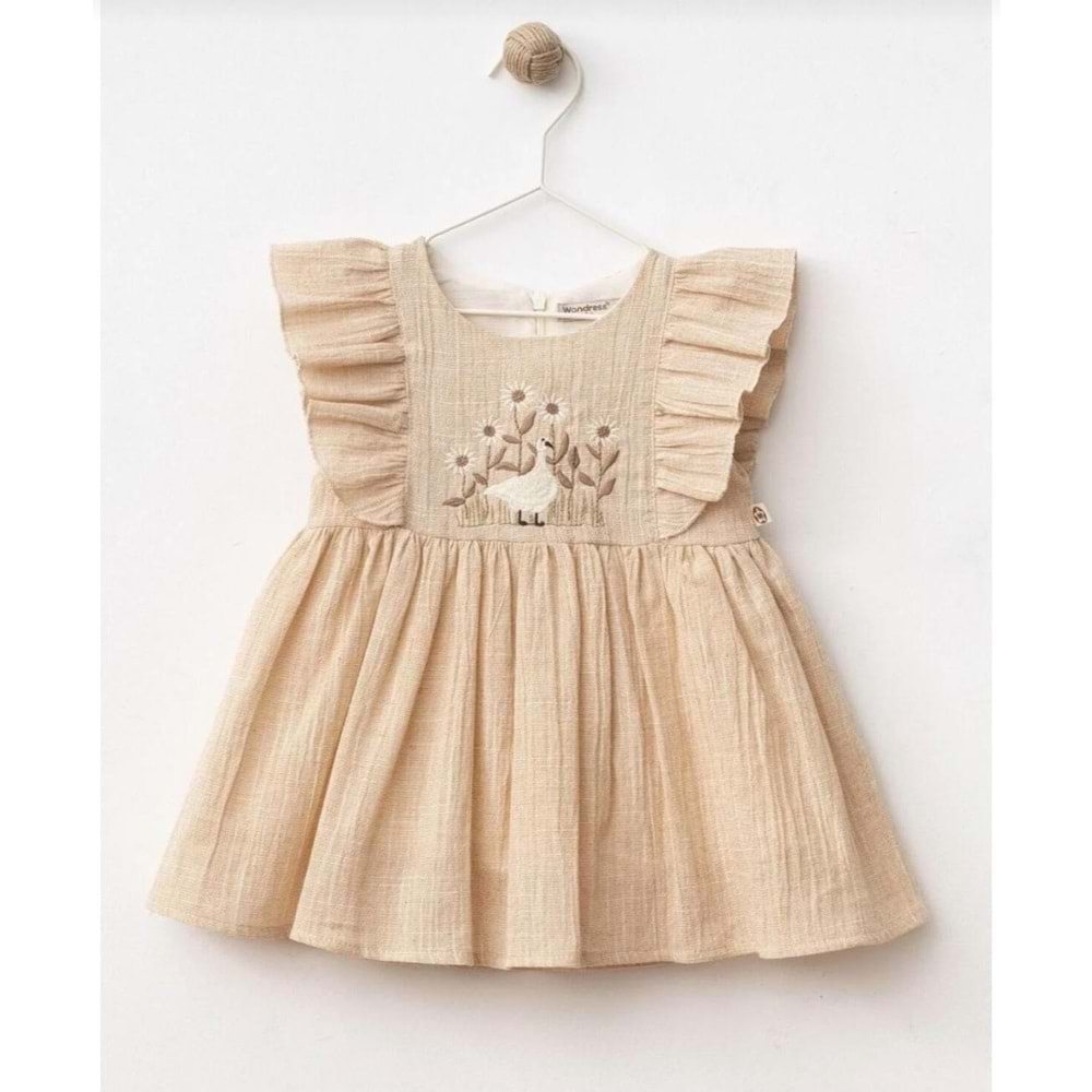 Wondress Baby 1205 Fırfırlı Keten Elbise 12 Ay Camel