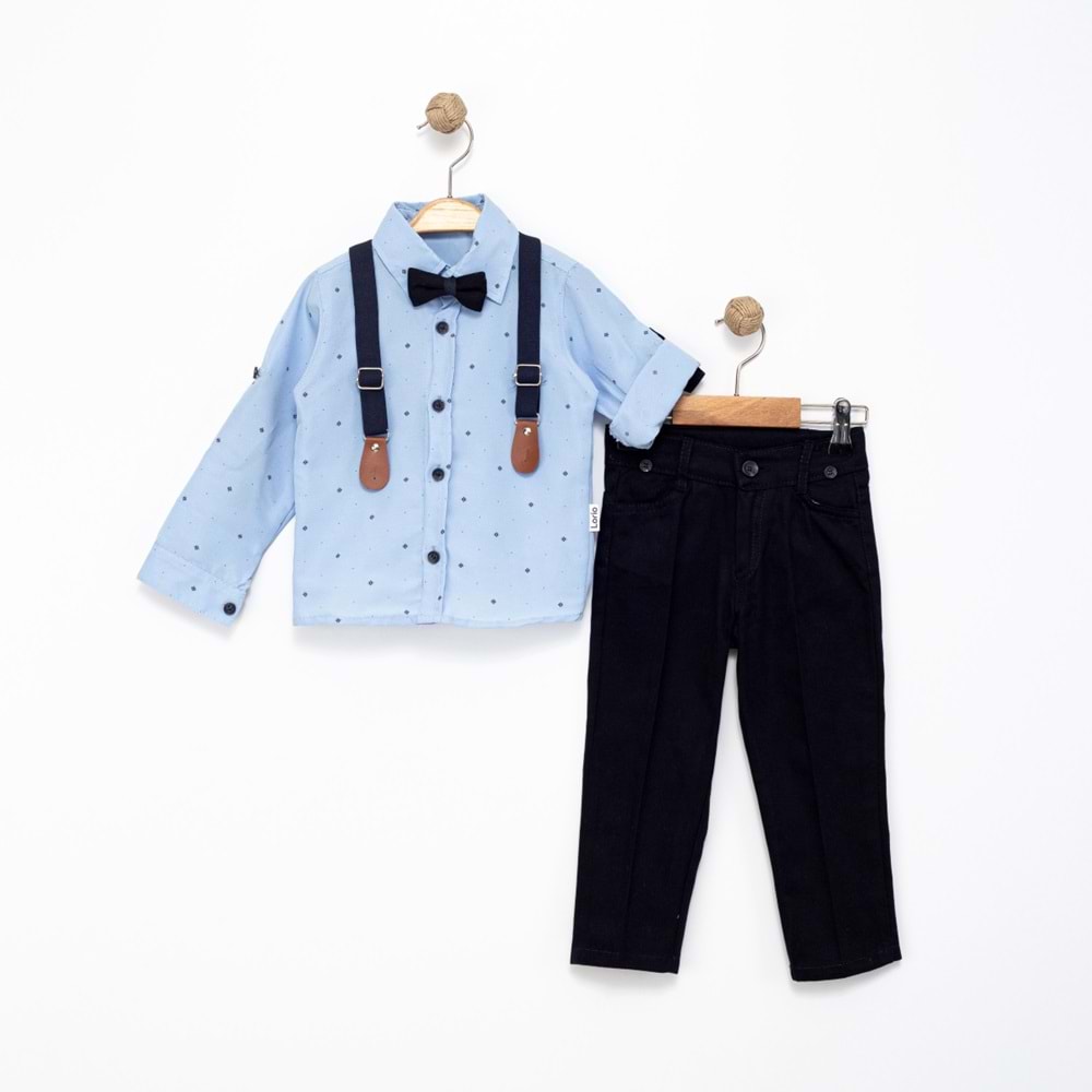 Lorio Kids 716 Desenli Salopetli Takım 1 Yaş MAVİ-LACİVERT