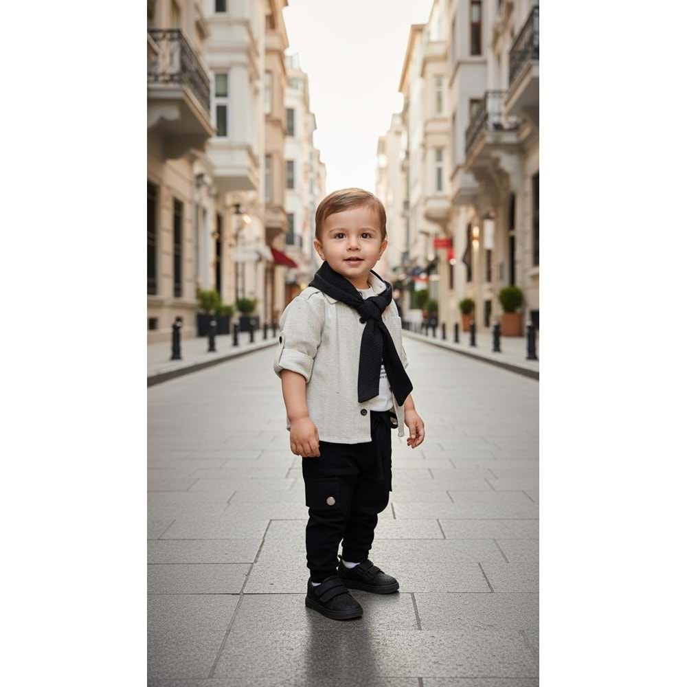 Comfort Baby Fularlı Müslin Gömlekli 3lü Takım 12 Ay SİYAH