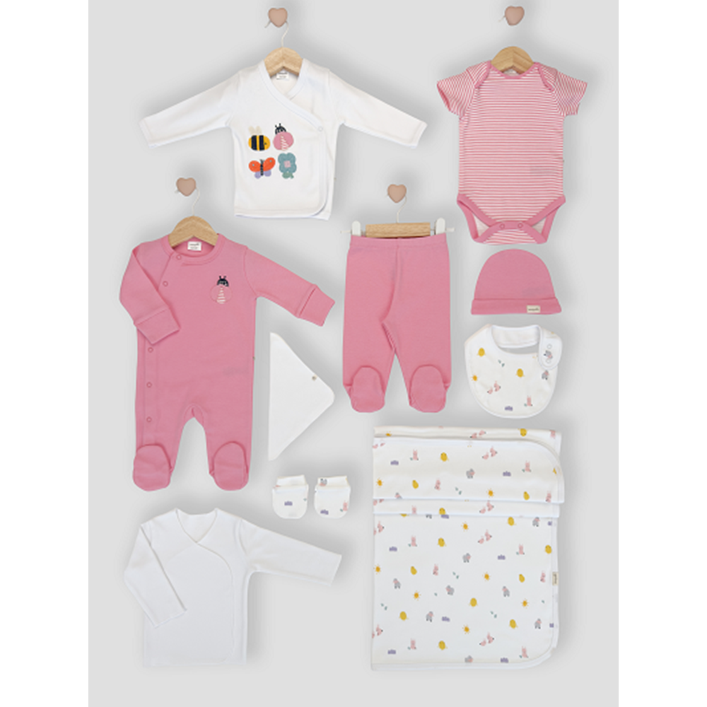 Minipolo Ayaş 10 Parça Kız Yenidoğan Hastane Çıkış Seti PEMBE