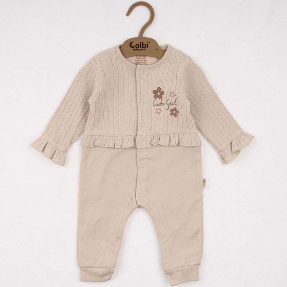 Colbi Baby 3123 Jakarlı Çiçek Aplikeli Patiksiz Tulum