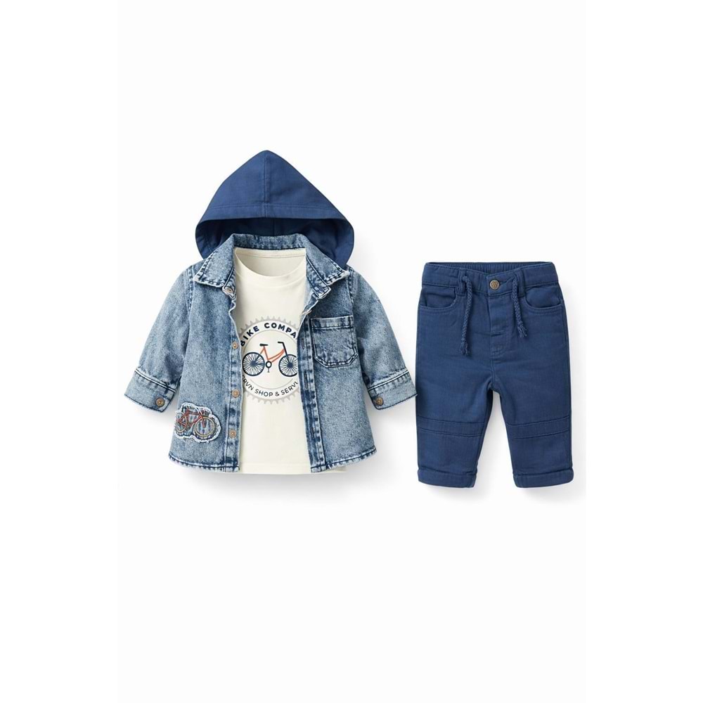 Karavan Baby 7726 Bisiklet Nakış Kot 3lü Takım