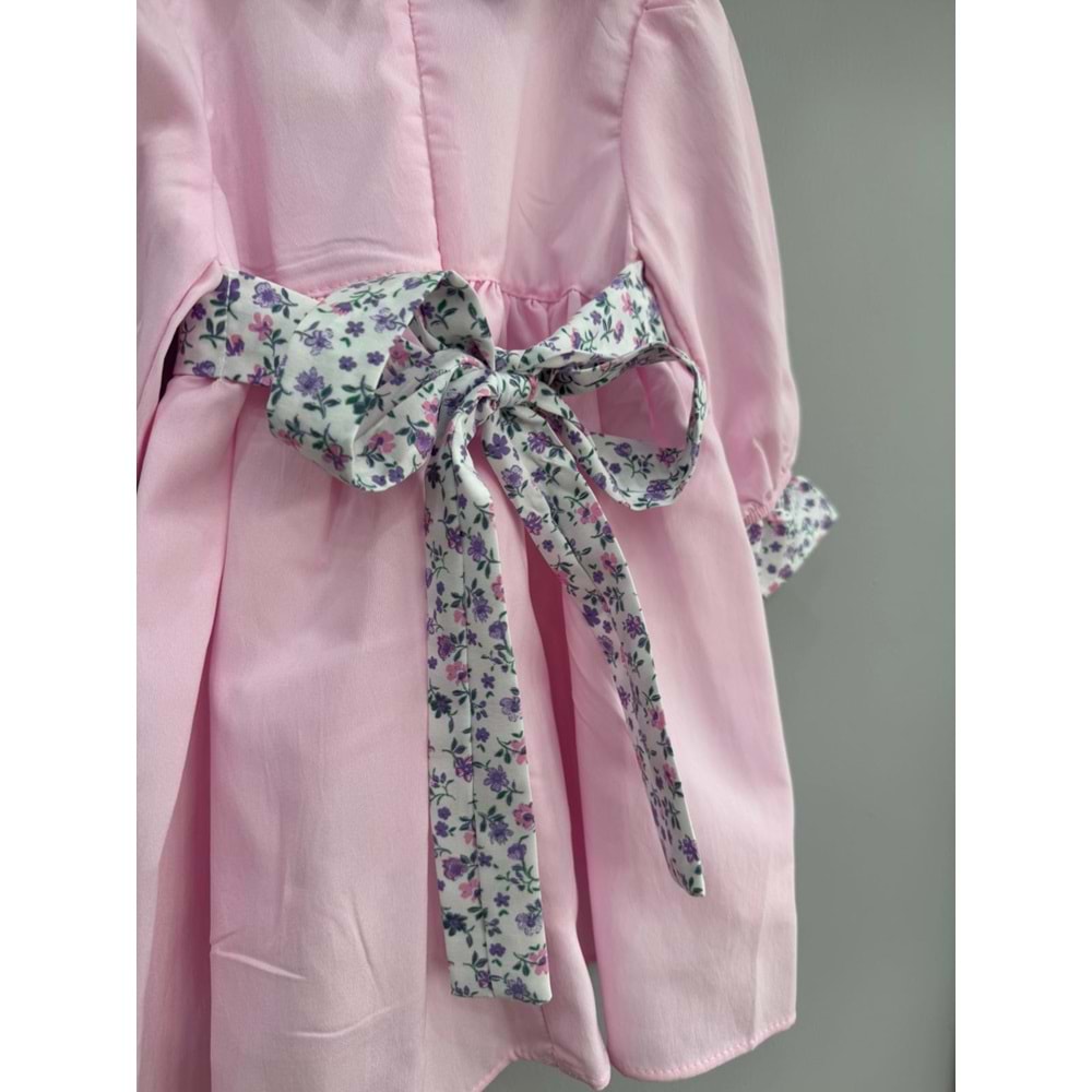 So Pearl 5015 Yaka ve Kol Ucu Çiçek Desenli Elbise