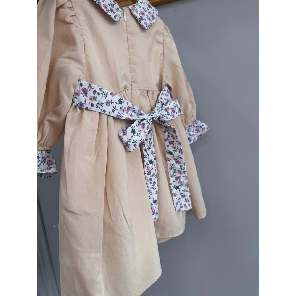 So Pearl 5015 Yaka ve Kol Ucu Çiçek Desenli Elbise