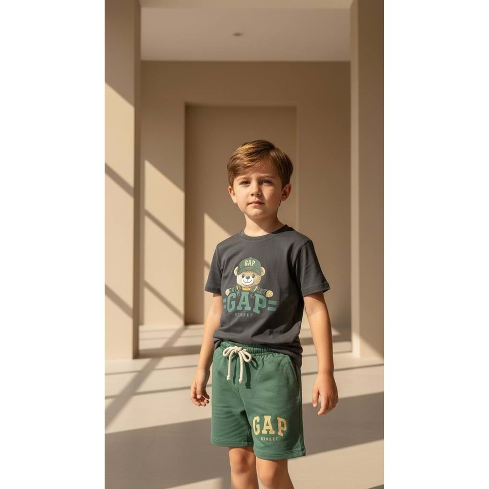 Gap Kids Bear Baskılı 2li Erkek Şortlu Takım 4-5 Yaş Antrasit
