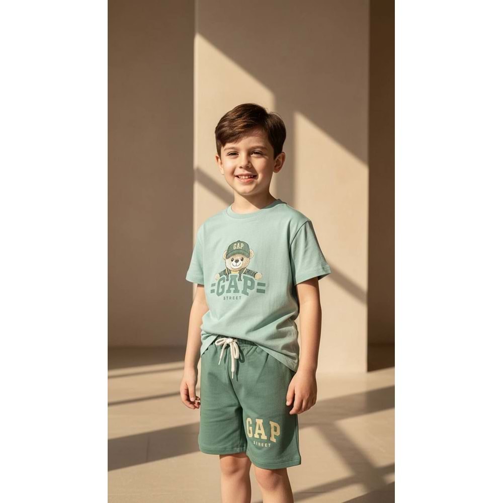 Gap Kids Bear Baskılı 2li Erkek Şortlu Takım 5-6 Yaş Yeşil