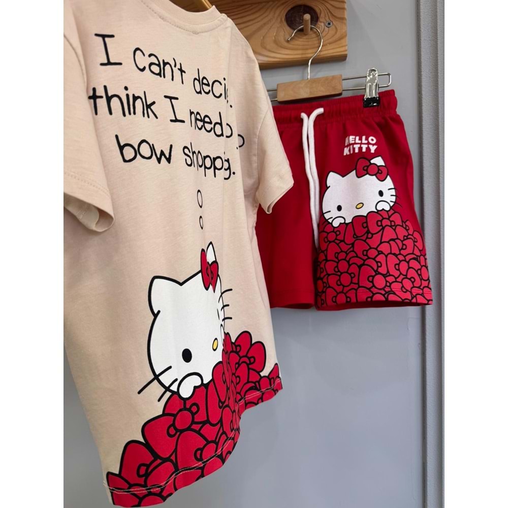West Hello Kitty Baskılı 2li Kız Şortlu Takım