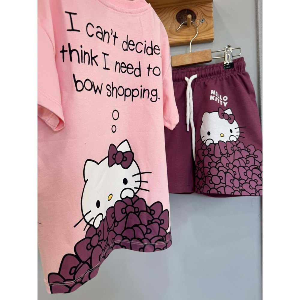 West Hello Kitty Baskılı 2li Kız Şortlu Takım