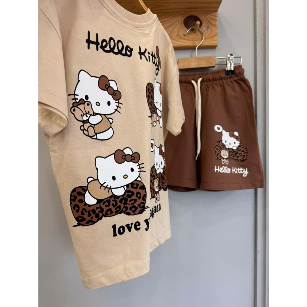 West Hello Kitty Baskılı 2li Kız Şortlu Takım
