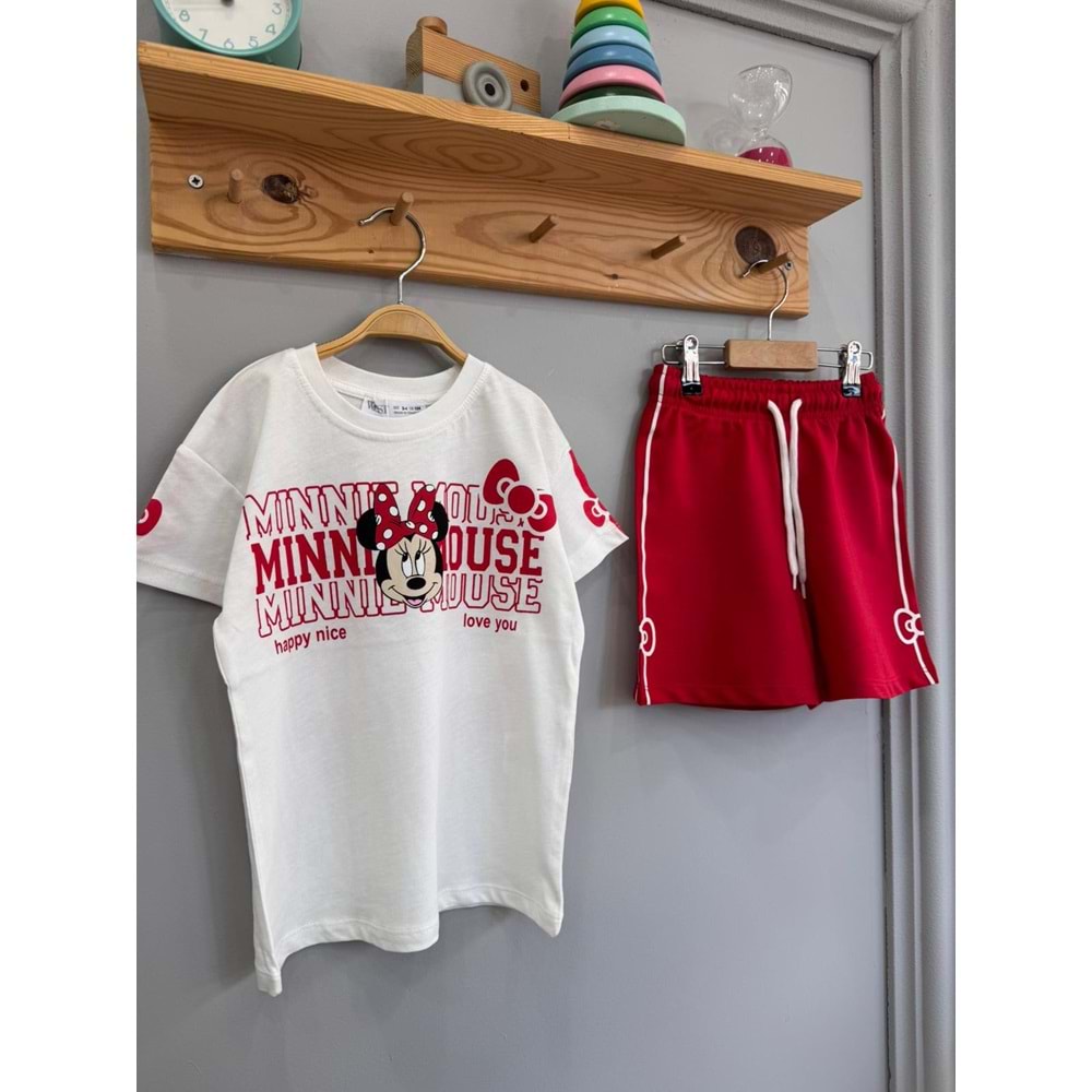West Minnie Mouse Baskılı 2li Kız Şortlu Takım