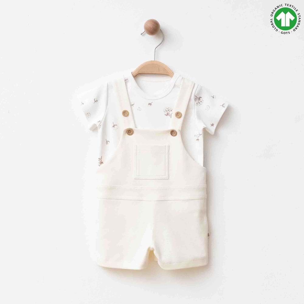 Eslenza ESL-2246 Salopet ve Desenli Tişört Takım 6 AY EKRU