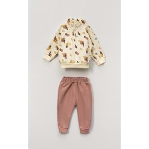 Vovido Soyut Desen Baskılı Fermuarlı 2li Takım