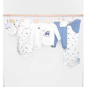 Minipolo Altay 10 Parça Erkek Yenidoğan Hastane Çıkış Seti MAVİ