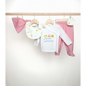 Minipolo Tarsus 5li Yenidoğan Kız Hastane Çıkış Seti PEMBE