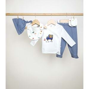 Minipolo Beylice 5li Yenidoğan Erkek Hastane Çıkış Seti MAVİ