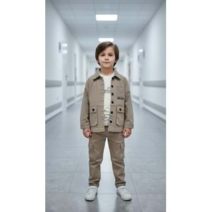 Ecoo Kids 3735 Kargo Cepli Ceketli 3lü Erkek Takım