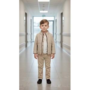 Ecoo Kids 3725 Yelekli Müslin Gömlekli 4lü Erkek Takım