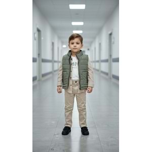 Ecoo Kids 3725 Yelekli Müslin Gömlekli 4lü Erkek Takım