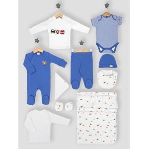 Minipolo Tömük 10 Parça Erkek Yenidoğan Hastane Çıkış Seti MAVİ