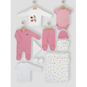 Minipolo Ayaş 10 Parça Kız Yenidoğan Hastane Çıkış Seti PEMBE