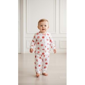Minipety Önden Çıtçıtlı Pijama Takımı Elma
